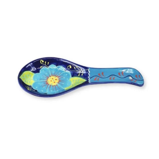 Verano Spanish Ceramics Classic Spanish Hand Painted Pattern Kitchen Dining Spoon Rest (L) 26Cm Blue Flower