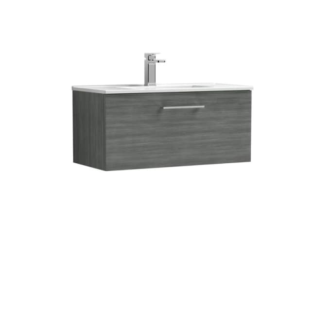 Balterley Bathroom 1 Soft Close Drawer, Wall Hung Vanity Unit, Anthracite, 800mm in Grey Grey Unisex