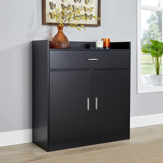 Home Source Novara Shoe Storage Cabinet With 2 Door Black