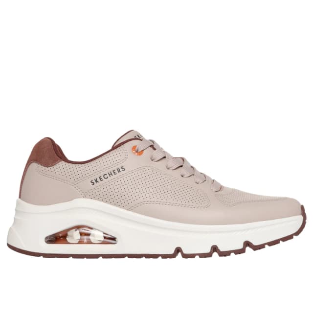 Skechers Mens Leather Decorative Stitch Low-Top Trainers Taupe male 7 (41)