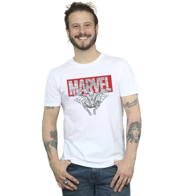 Marvel Marvel Men Spider Man Logo Red T-Shirt in White Size: Small White S Male 5059934692398