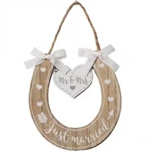 Love Story Just Married Horse Shoe