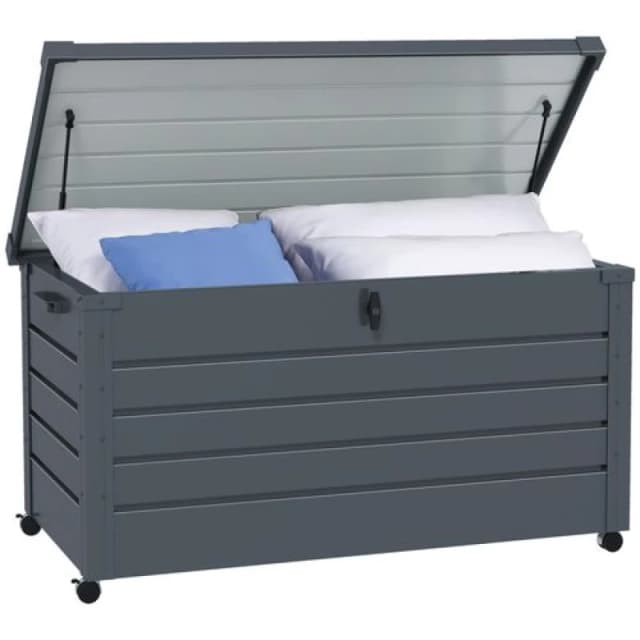 Outsunny 331L Outdoor Storage Box Waterproof With Wheels And Lock, Grey 84G-187V01CG