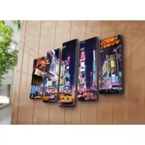 5PATK-86 Multicolor Decorative Canvas Painting (5 Pieces)