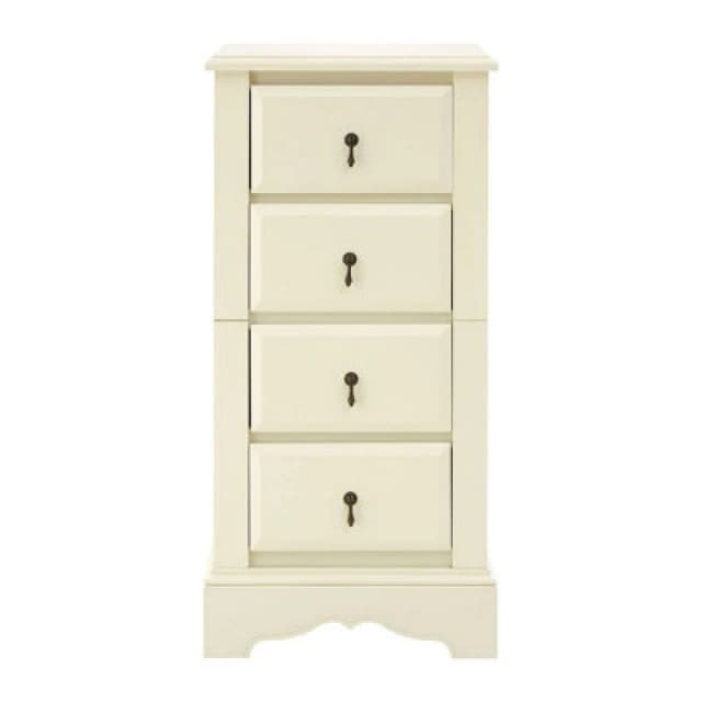 Premier Housewares Florence 4 Drawer Chest, Muted Ivory Finish White
