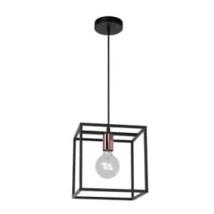 Lucide Arthur Modern Cube Pendant Light 1xE27 Black