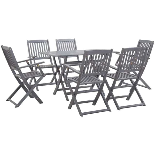 VIDAXL 7 Piece Garden Dining Set Solid Acacia Wood Grey Vidaxl 8719883808789