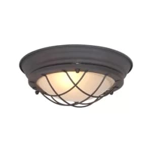 Lisanne Flush Ceiling Light Brown Rust, Glass Transparent Edited