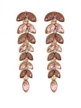Mood Mood Rose Gold Plated Pink Style Leaf Drop Earrings