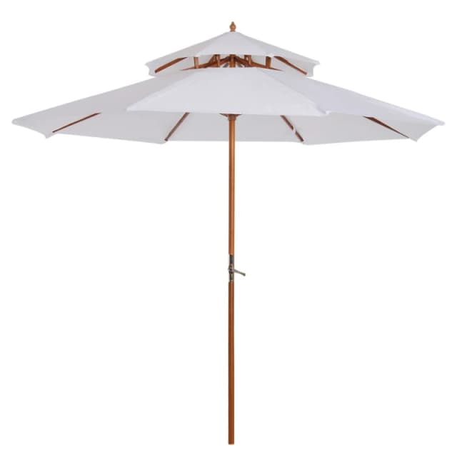 Outsunny 2.7m Double Tier Parasol - Cream 840-025CW