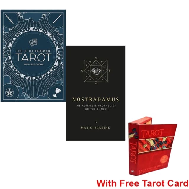 The Little Book of Tarot, Nostradamus Complete Prophecies For The Future 2 Books Collection Set With Free Tarot Card Box Xanna Eve Chown & Mario Readi
