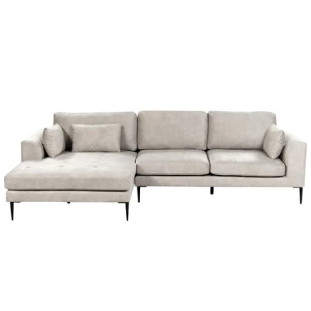 Beliani Corner Sofa 3 Seater Flam Velvet Grey Right Hand