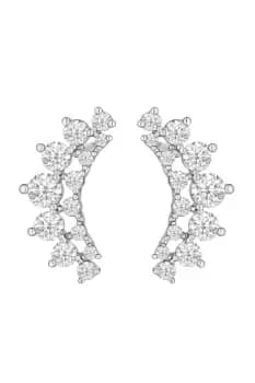 Rhodium Plated Cubic Zirconia Ear Climber Earrings