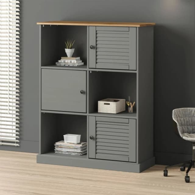 VIDAXL Bookcase vigo Grey 90x35x114.5cm Solid Wood Pine Vidaxl 8720845845971