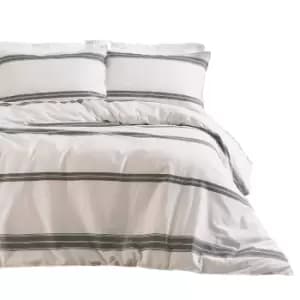 The Linen Yard Osman Duvet Cover Set (King) (Ecru/Grey)