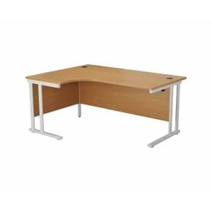 TC Office Start White Cantilever Frame Left Hand Crescent Desk 1800x1200mm, Oak