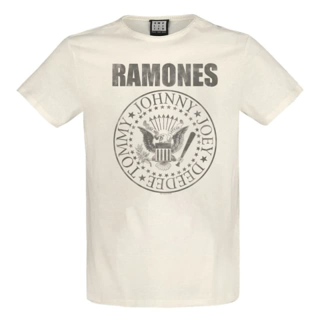 Amplified Amplified Men Vintage Shield Ramones T-Shirt in White Size: X-Small White XS Male 5059699797499