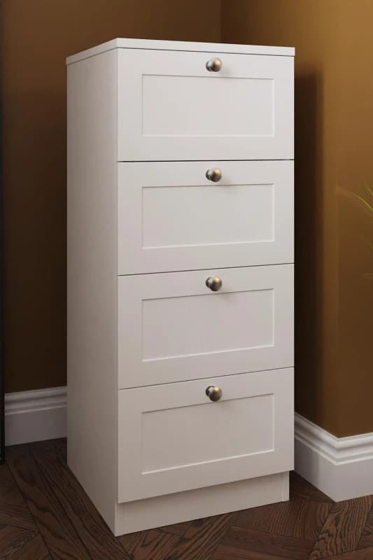 FWStyle Artus Panelled 4 Drawer Chest (H) 99cm (W) 40cm (D) 40cm Extra Deep Drawers in White White Unisex