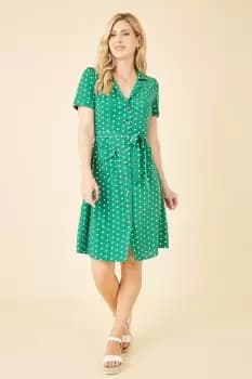 Green Spot Retro Shirt Dress