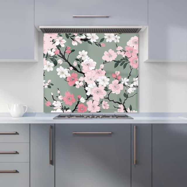 Warren Reed - Designer Pink Floral Abstract Pattern Kitchen Splashback Size: 600mm x 750mm Pink Unisex 600mm x 750mm