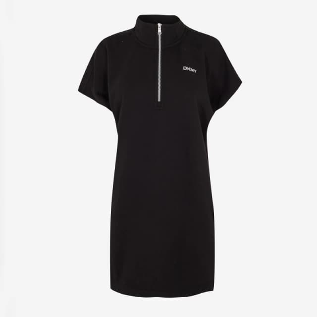 DKNY Womens Half-Zip Knit Slim Fit Jumper Dress Black female 8 (XS)