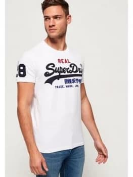 Superdry Vintage Logo Tri Tee - White, Size S, Men