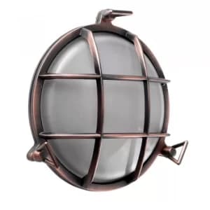 Stern IP64 Round Bulkhead Wall Light in Brushed Copper