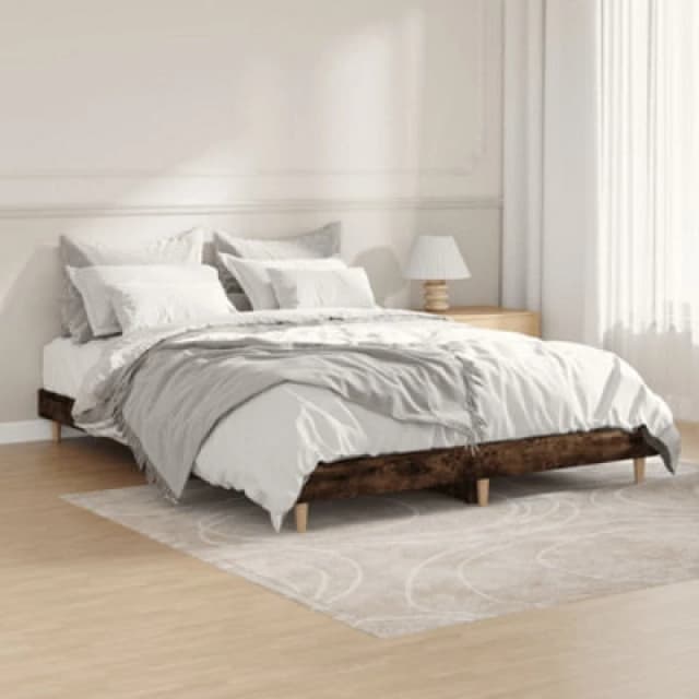 VIDAXL Bed Frame without Mattress Smoked Oak 135x190cm Double Engineered Wood Vidaxl 8720845795672