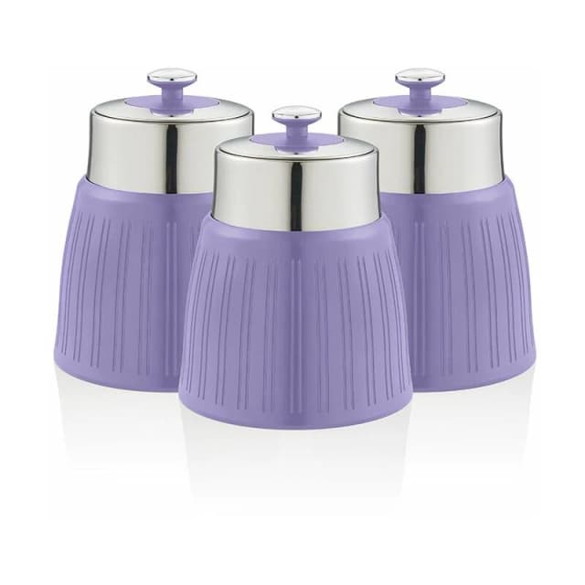 Swan Retro Set of 3 Canisters Purple