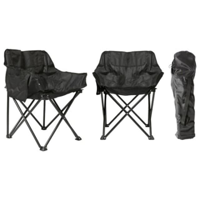 Harbour Housewares Premium Folding Camping Chairs With Pockets & Carry Bag - Black - Pack Of 2