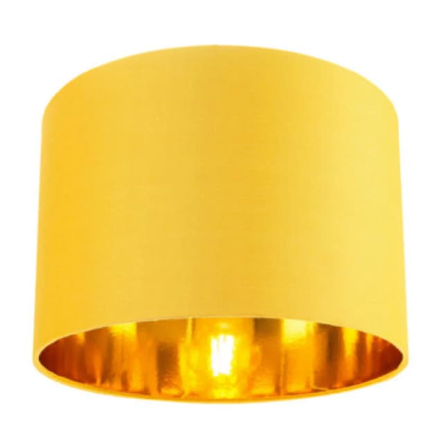 Happy Homewares Contemporary Ochre Cotton 10 Table/pendant Lamp Shade With Shiny Gold Inner