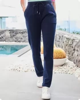 Cotton Traders Womens Relaxed Pull-On Jersey Denim Joggers in Blue