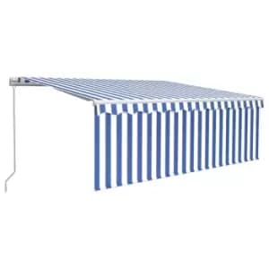Vidaxl Manual Retractable Awning With Blind 4.5X3M Blue & White