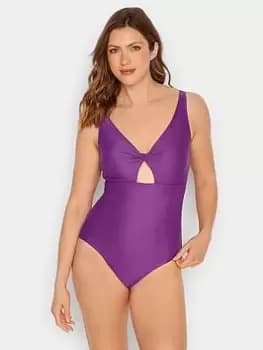 Long Tall Sally Purple Twist Cut Out Swimsuit, Purple, Size 22, Women