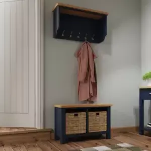 Rye Two Tone Oak & Blue Coat Rack With Mirror