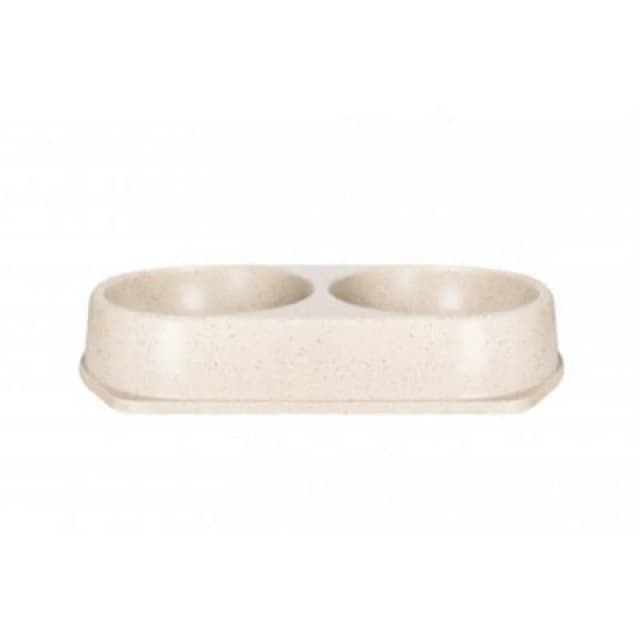 Bamboo Double Bowl Natural 2X450Ml