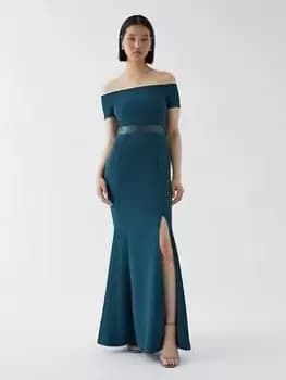 COAST Bardot Sleeve Tailored Bridesmaid Dress - Forest Green, Size 10, Women