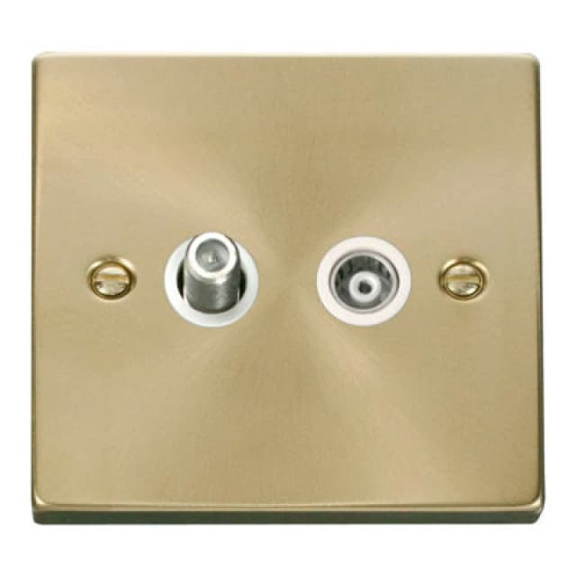 SE Home Satin / Brushed Brass Satellite And Isolated Coaxial 1 Gang Socket Gold unisex