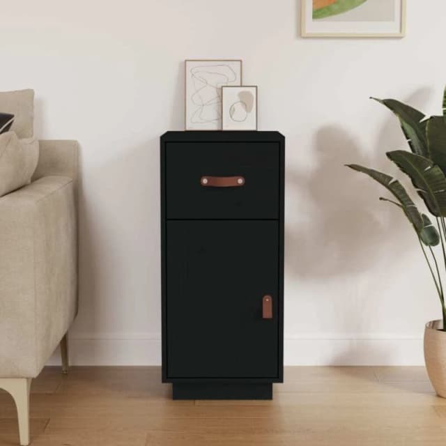 Vidaxl Sideboard Black 34X40X75cm Solid Wood Pine, Black 820126