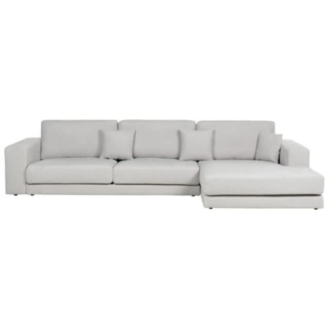 Beliani Corner Sofa 4 Seater Lofoten Fabric Light Grey Left Hand