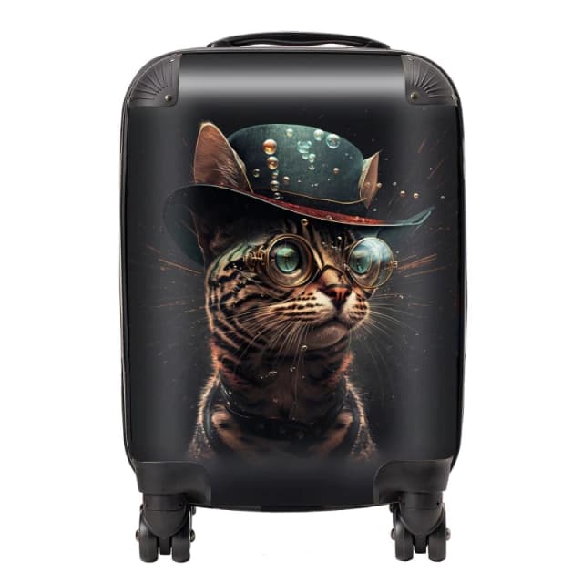 Warren Reed - Designer Bengal Cat Face Glasses & Hat Splashart Suitcase Size: Large Multicolor Unisex Large