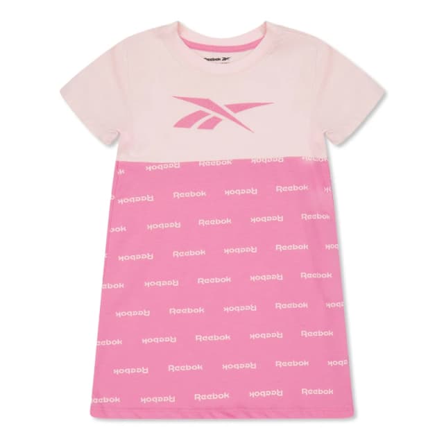 Reebok Kids All Over Print Block T-Shirt Dress Aurora Pink female 2-3 Yrs