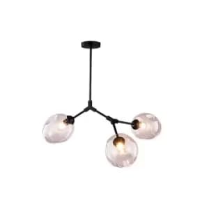 Corfu Ceiling Pendant 3 Light Metal-Glass Black