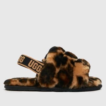 UGG Black & Brown Fluff Yeah Slide Girls Toddler Shoes