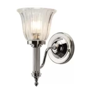 IP44 Wall Light Frosted Ribbed Glass Highly Polished Nickel LED G9 3.5W