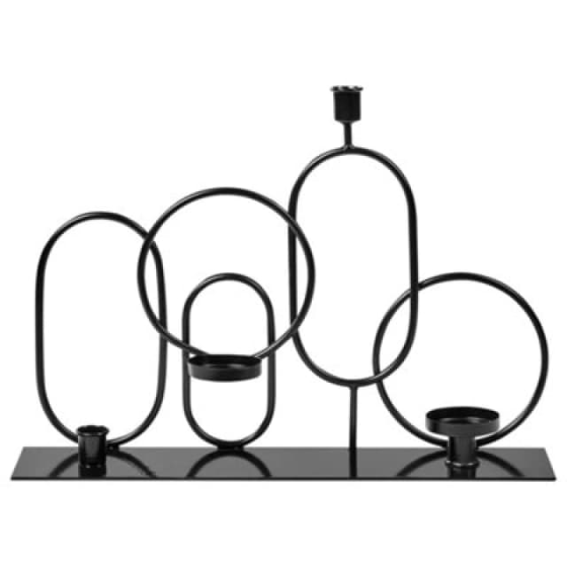 Beliani Candle Holder Cobh Metal 30 Cm Black