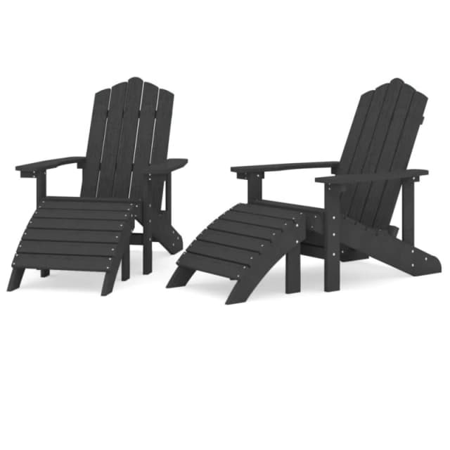 VIDAXL Garden Adirondack Chairs 2 pcs with Footstools hdpe Anthracite Vidaxl 8720286847169
