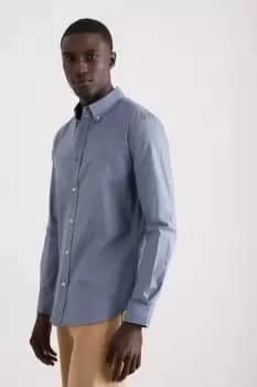 Steel Blue Slim Fit Long Sleeve Oxford Shirt