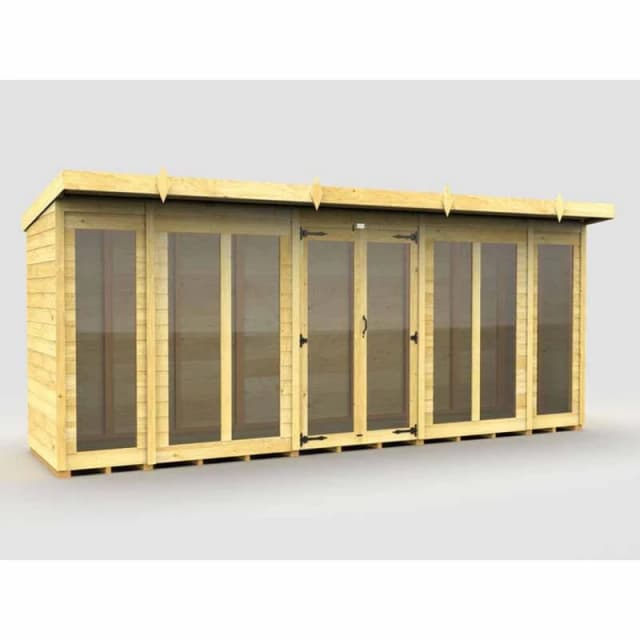 Buttercup Farm 16x4 ft Pent Summer House (Full Height Window) - L118 x W474 x H201cm in Brown Brown Unisex