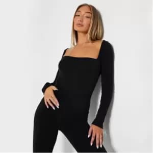I Saw It First Rib Square Neck Bodysuit - Black